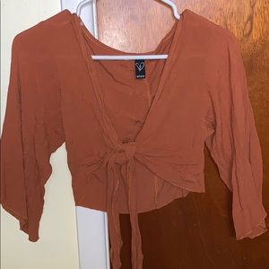 Burnt Orange Tie Crop Top